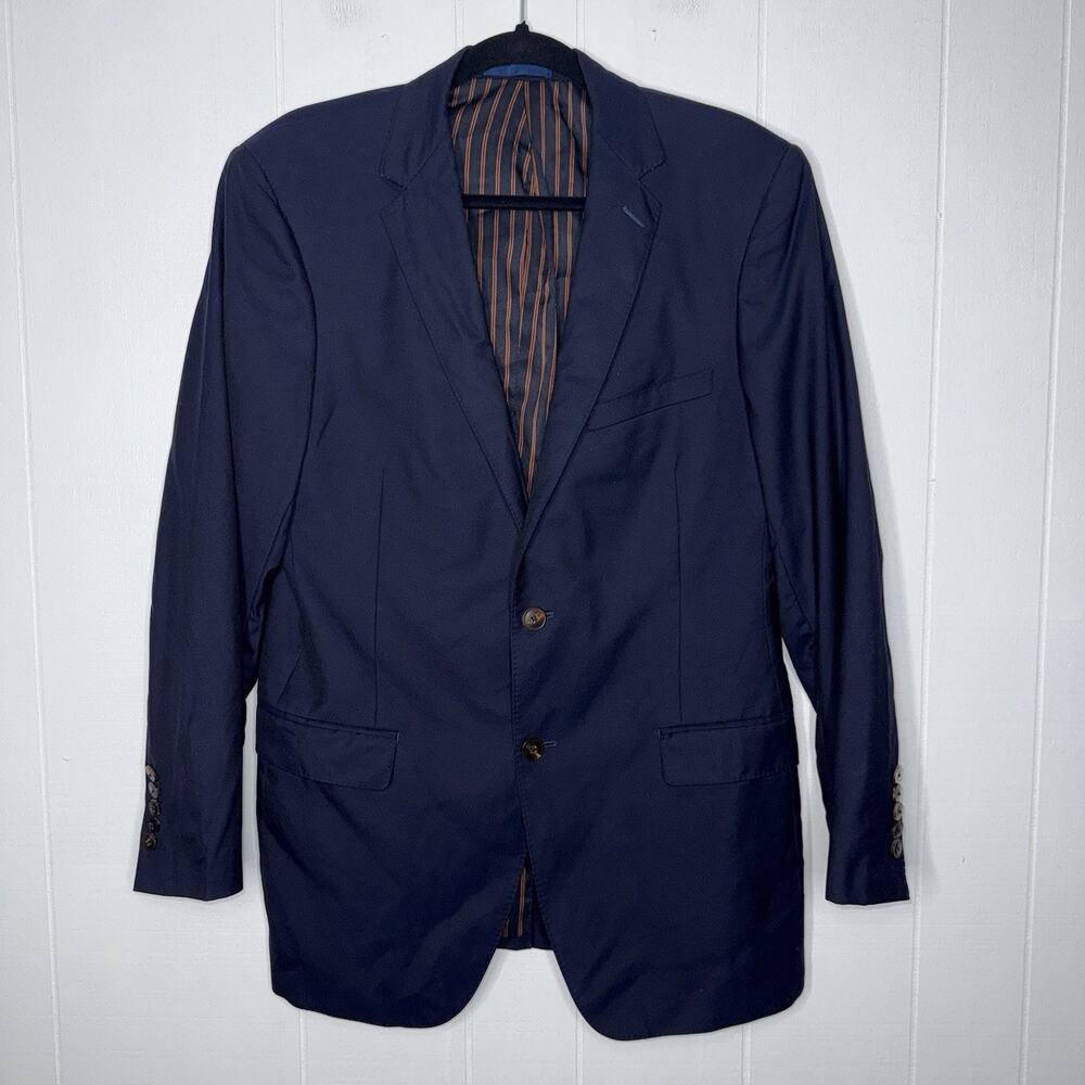 Paul Betenly Men’s Wool Cashmere Blazer Sport Coat Navy Blue Size 40R